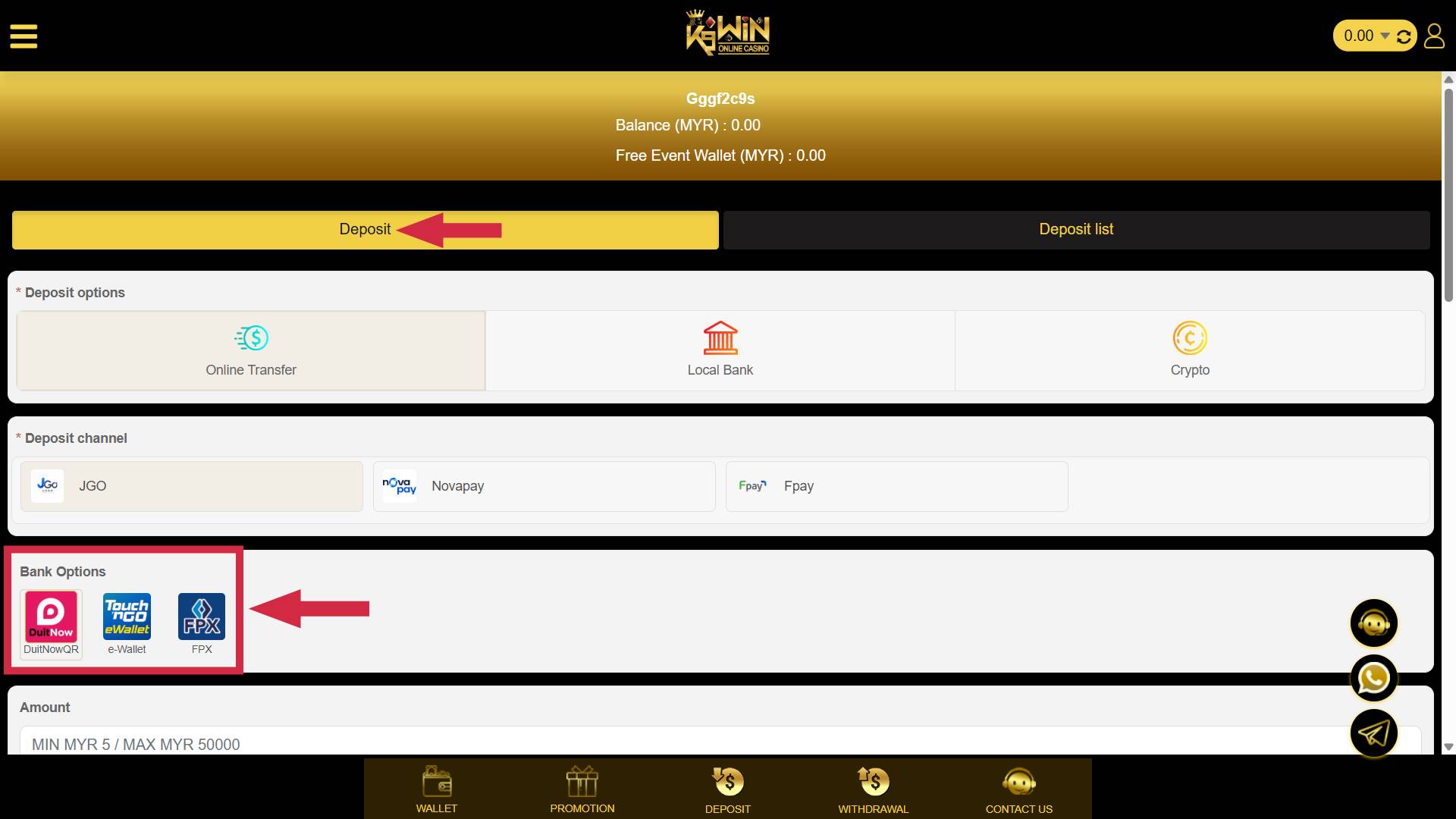 Available payment methods in rm20 deposit casino